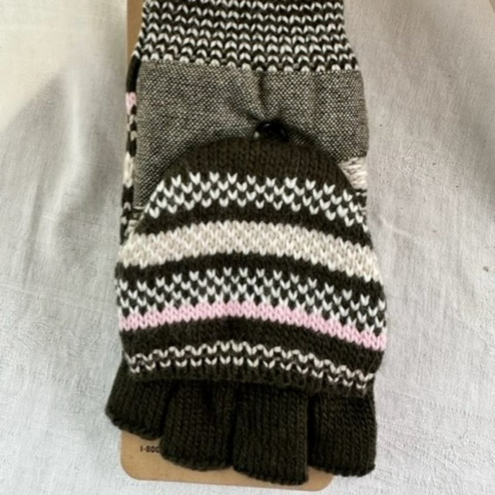 New DULUTH TRADING COMPANY-Women's Fair Isle Convertible Flap Mittens - Sz L/XL